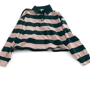 Striped Long Sleeve Polo Top